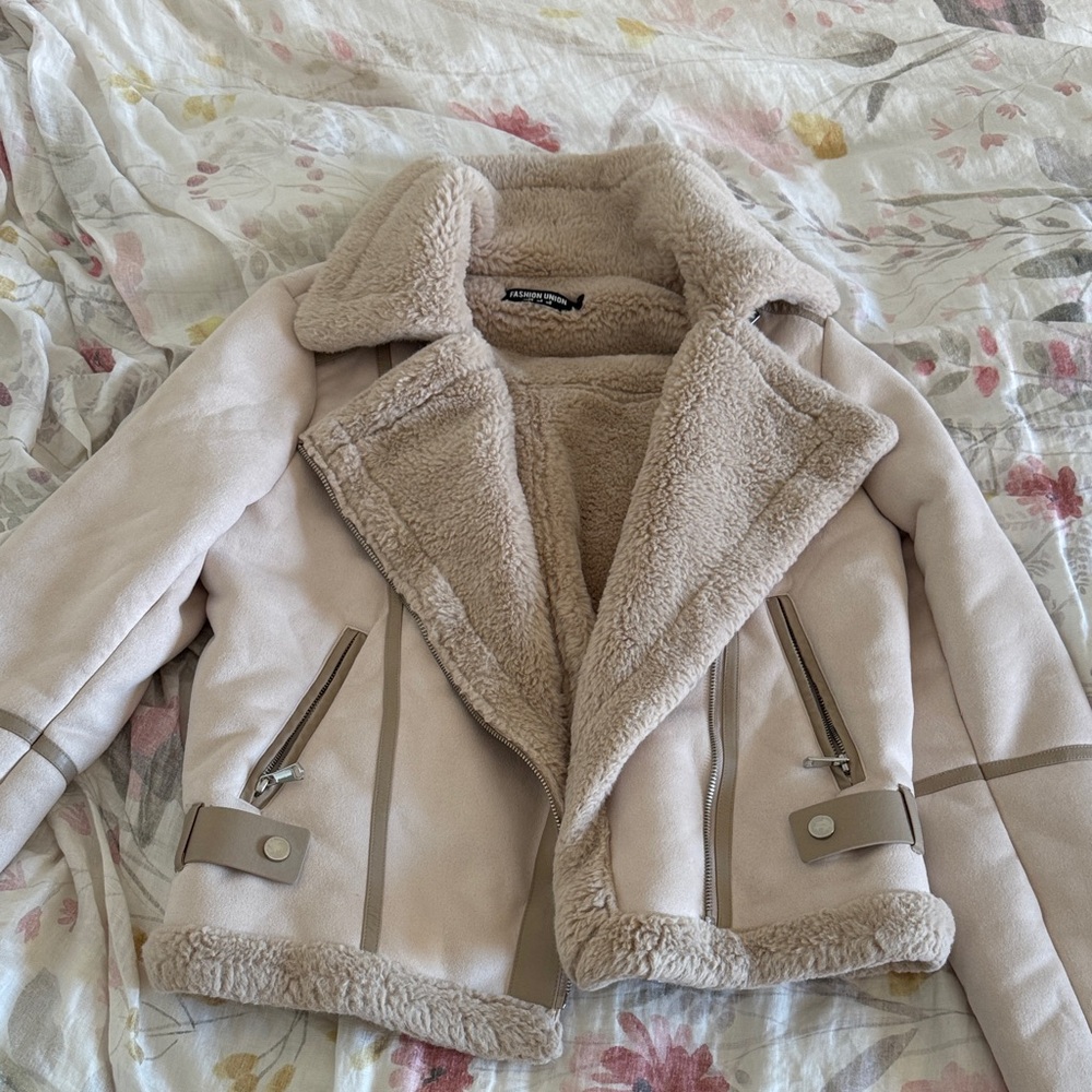 Fashion Union Cream Jacket with Tan Details